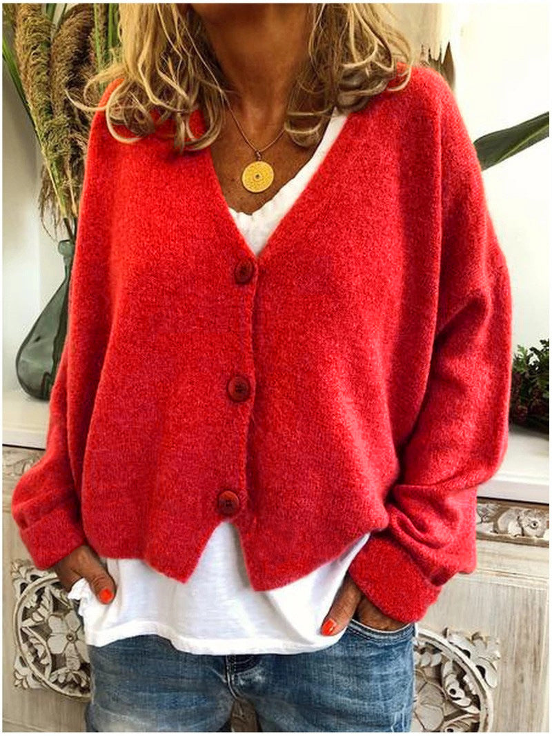 Marielle Gilet Femme – Maille Douce, Décolleté en V & Boutons Élégants