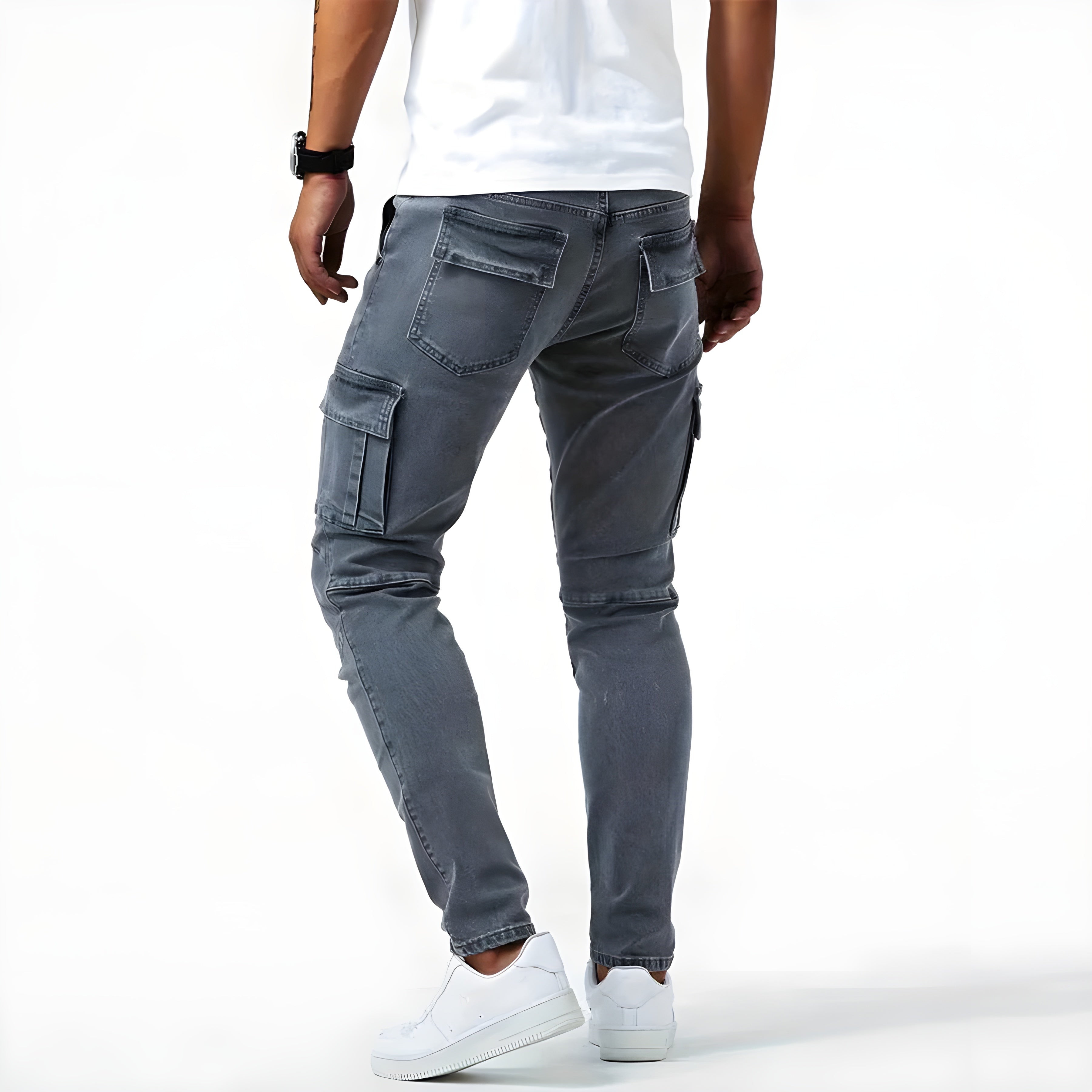Laurent Pantalon Cargo Homme – Jean Stretch avec Poches Utilitaires et Coupe Ajustée