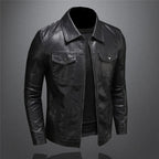 Dawson Veste Homme – Veste en Cuir à Zip avec Poches Poitrine et Col Classique