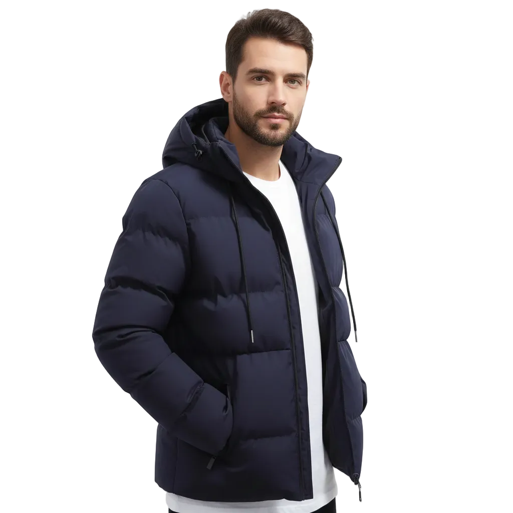 Thibault Parka Hiver Homme – Puffer Matelassé, Capuche Ajustable & Zip