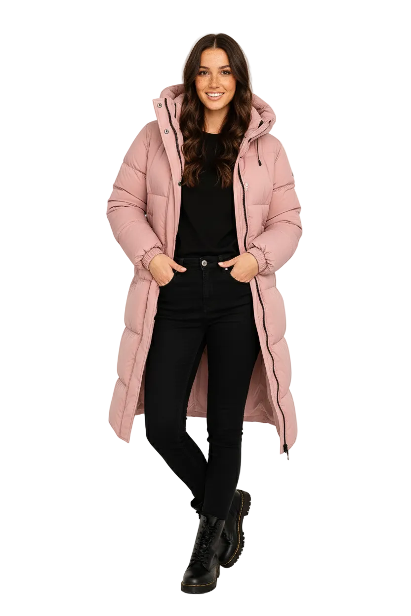 Emerson Doudoune Longue Femme – Manteau Puffer Oversize à Capuche avec Isolation Chaude