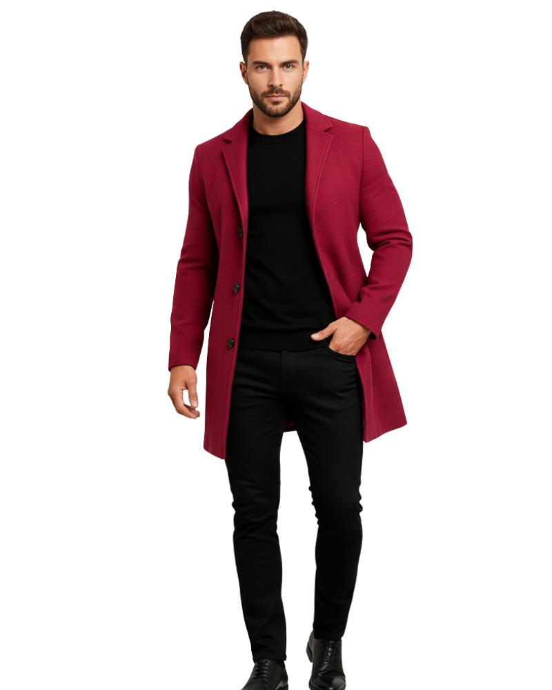 Thatcher Manteau Long Homme – Pardessus Élégant à Boutonnage Simple avec Coupe Moderne