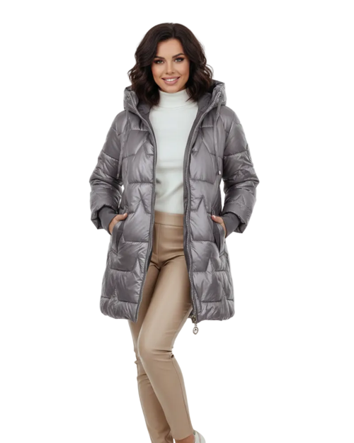 Avery Manteau Matelassé Femme – Veste Longue à Capuche avec Style Élégant et Confortable