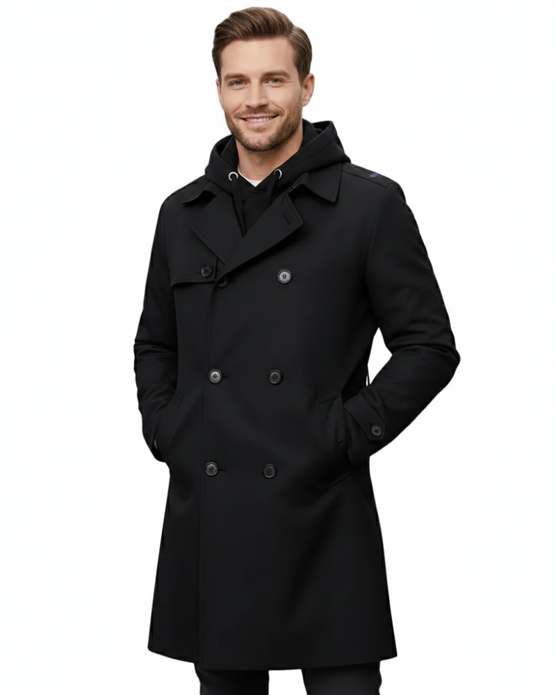 Maverick Trench-Coat Homme – Manteau Long Double Boutonnage avec Col Classique Élégant