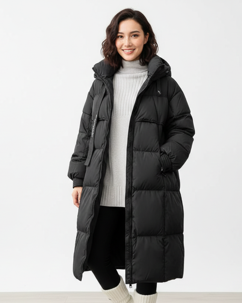 Sophia Parka Longue Femme – Manteau Matelassé à Capuche avec Coupe Relax et Style Hivernal