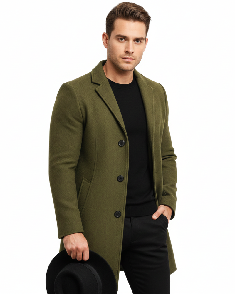 Thatcher Manteau Long Homme – Pardessus Élégant à Boutonnage Simple avec Coupe Moderne