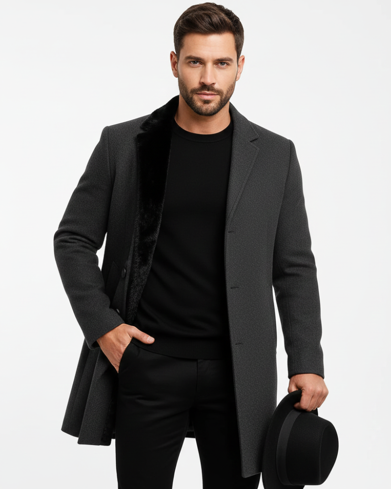 Thatcher Manteau Long Homme – Pardessus Élégant à Boutonnage Simple avec Coupe Moderne
