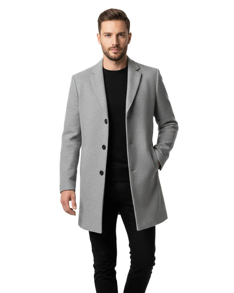 Thatcher Manteau Long Homme – Pardessus Élégant à Boutonnage Simple avec Coupe Moderne