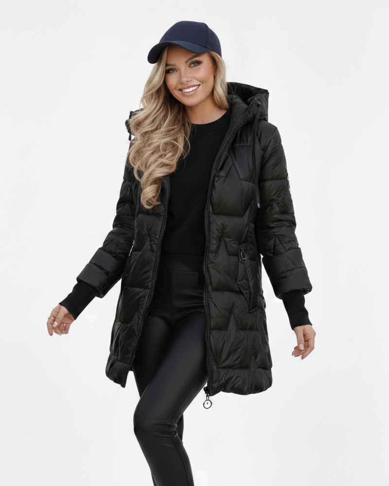 Avery Manteau Matelassé Femme – Veste Longue à Capuche avec Style Élégant et Confortable