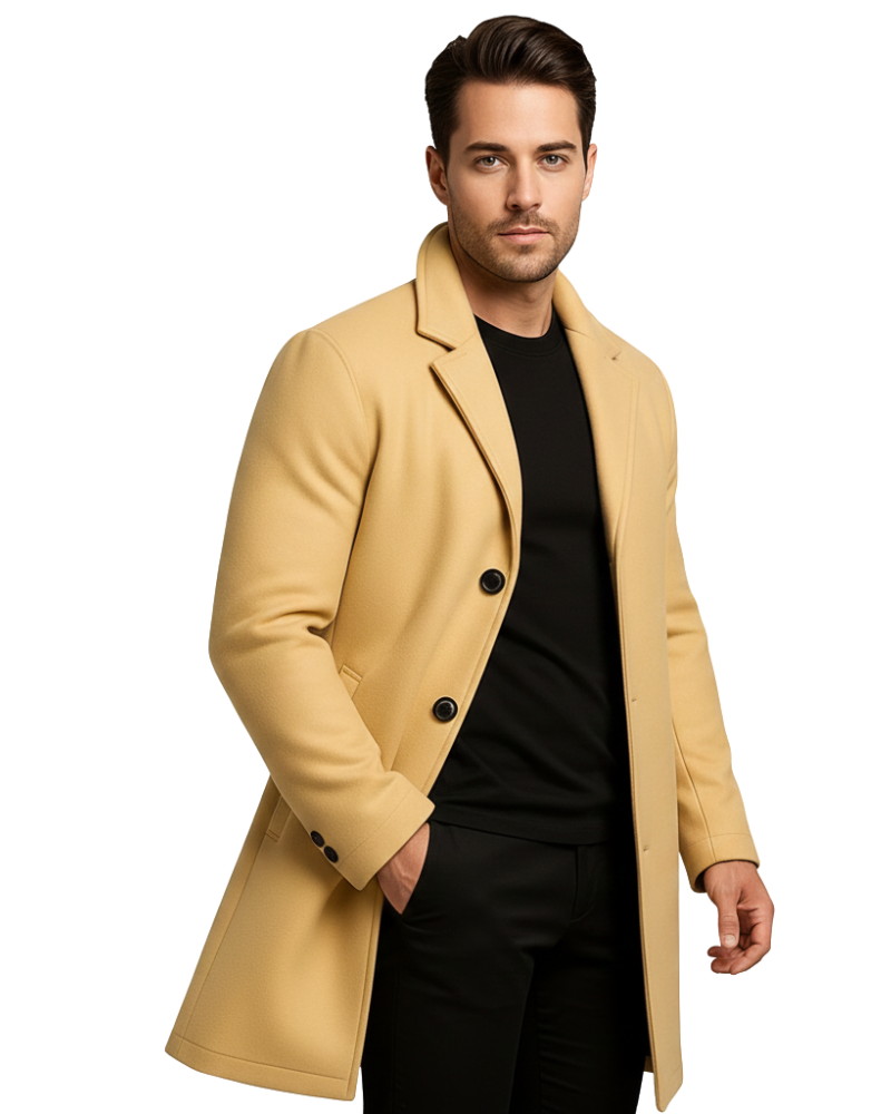 Thatcher Manteau Long Homme – Pardessus Élégant à Boutonnage Simple avec Coupe Moderne