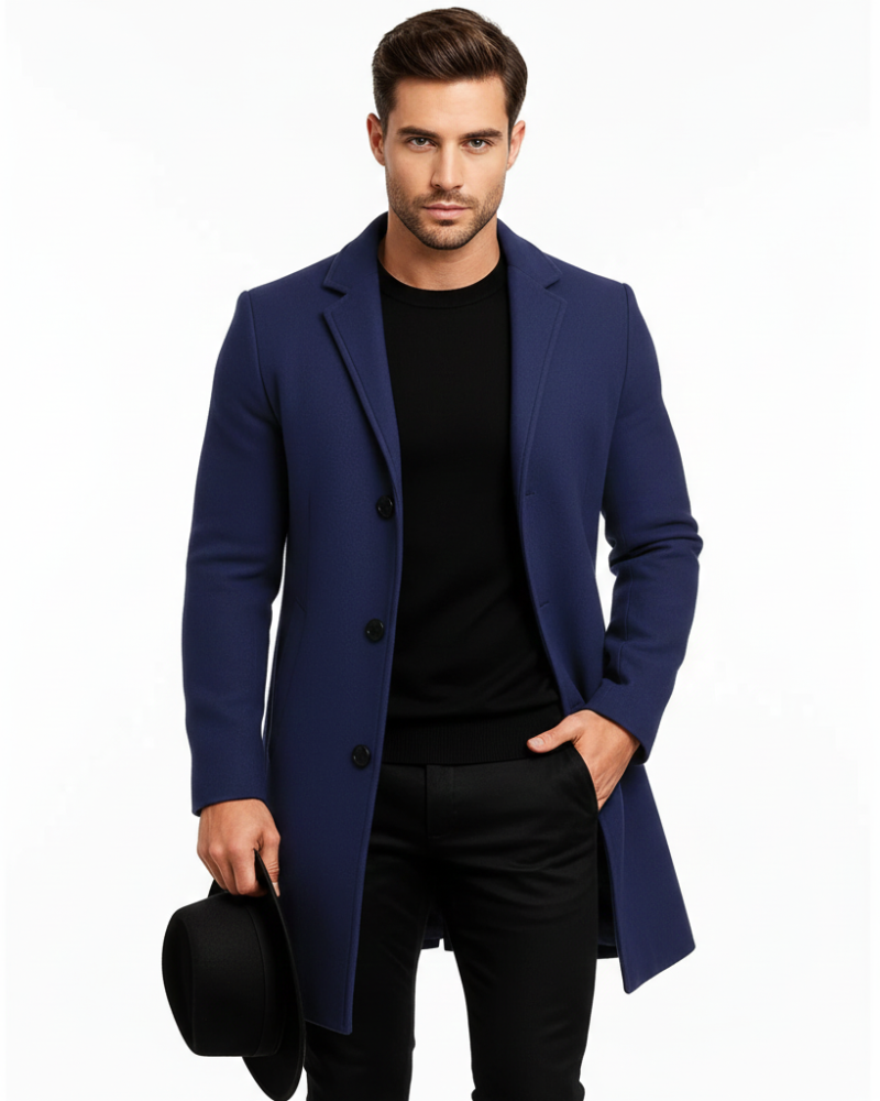 Thatcher Manteau Long Homme – Pardessus Élégant à Boutonnage Simple avec Coupe Moderne