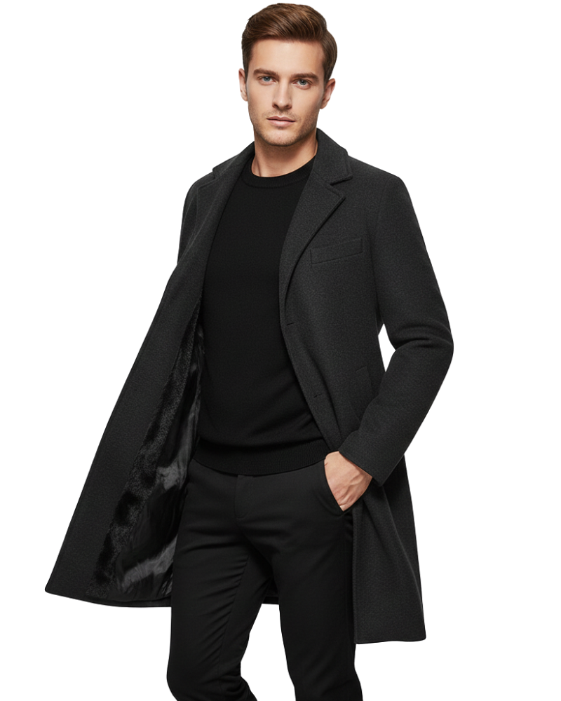 Thatcher Manteau Long Homme – Pardessus Élégant à Boutonnage Simple avec Coupe Moderne