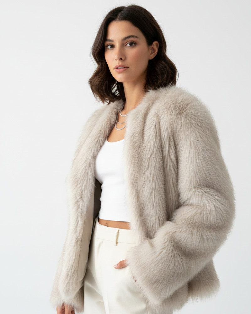 Vivienne Manteau Femme en Fausse Fourrure – Veste Douce, Élégante & Chaleur Hivernale