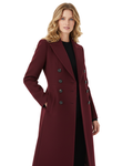 Audrey Women's Long Coat – Elegant Double-Breasted Coat with Classic Lapel Collar