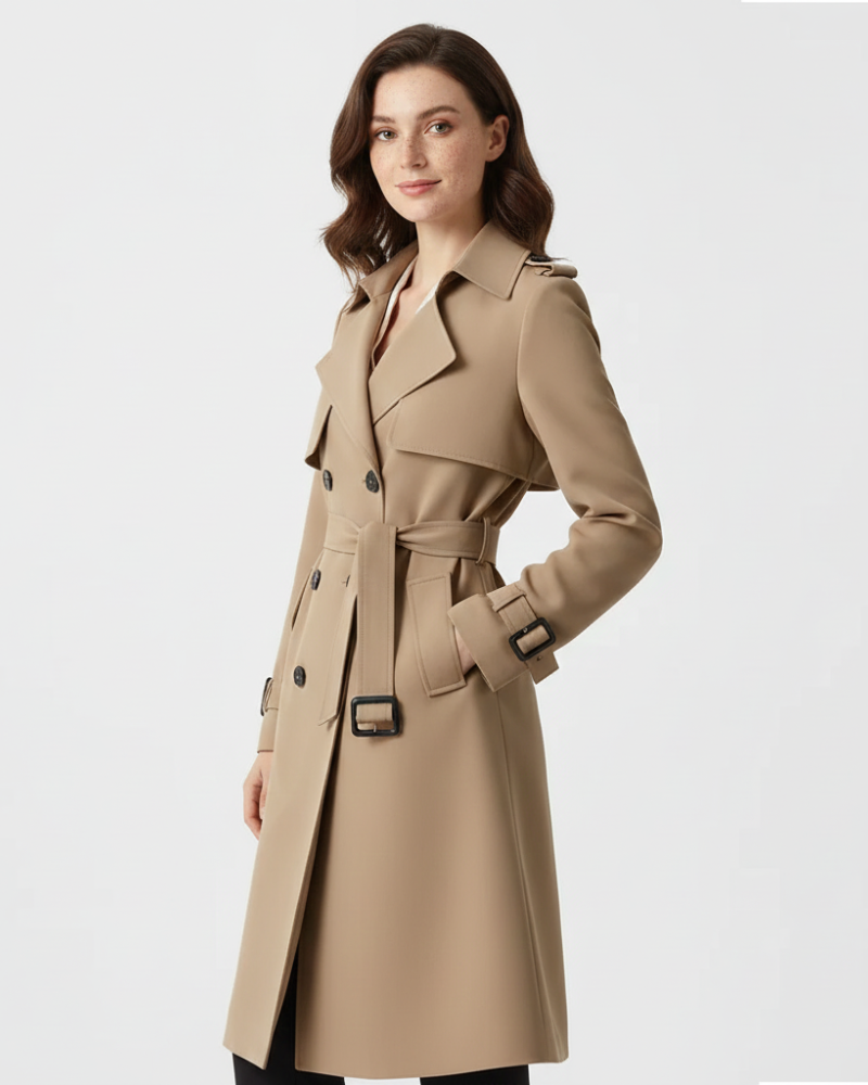 Parker Trenchcoat Femme – Manteau Élégant à Double Boutonnage avec Ceinture Ajustable