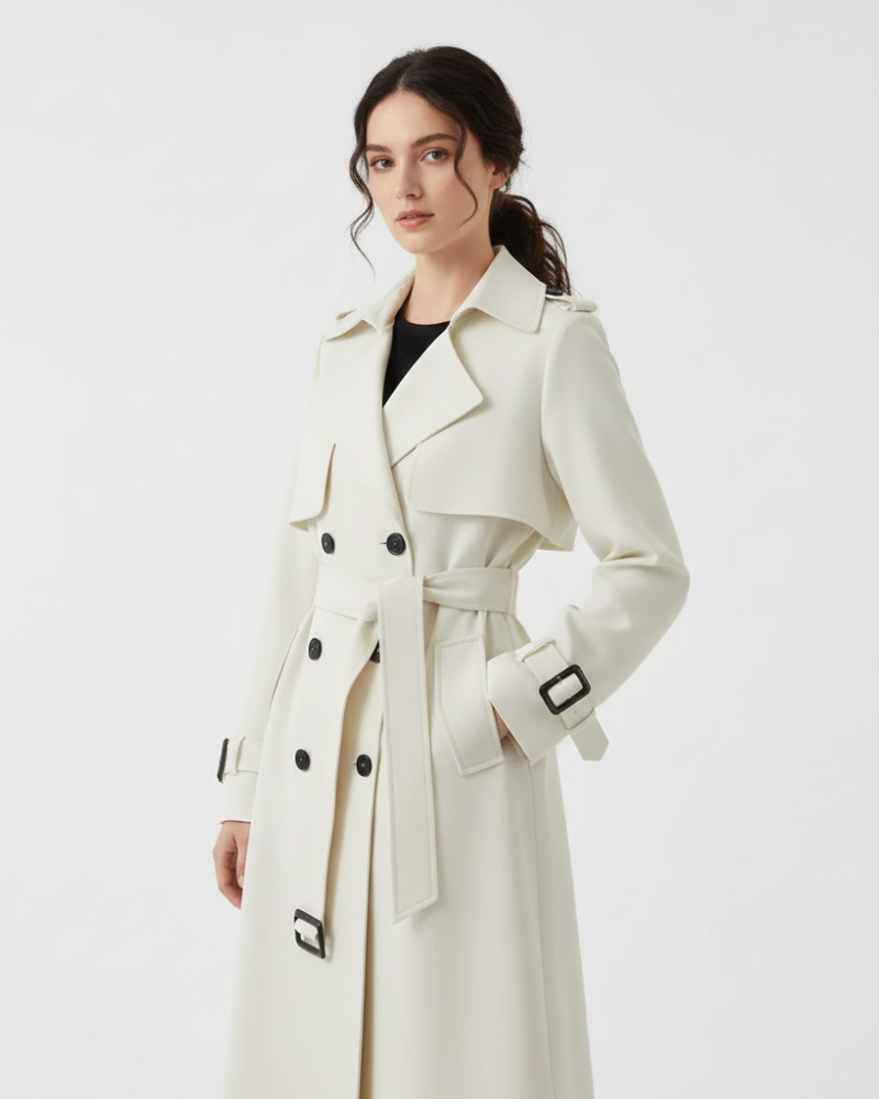 Parker Trenchcoat Femme – Manteau Élégant à Double Boutonnage avec Ceinture Ajustable