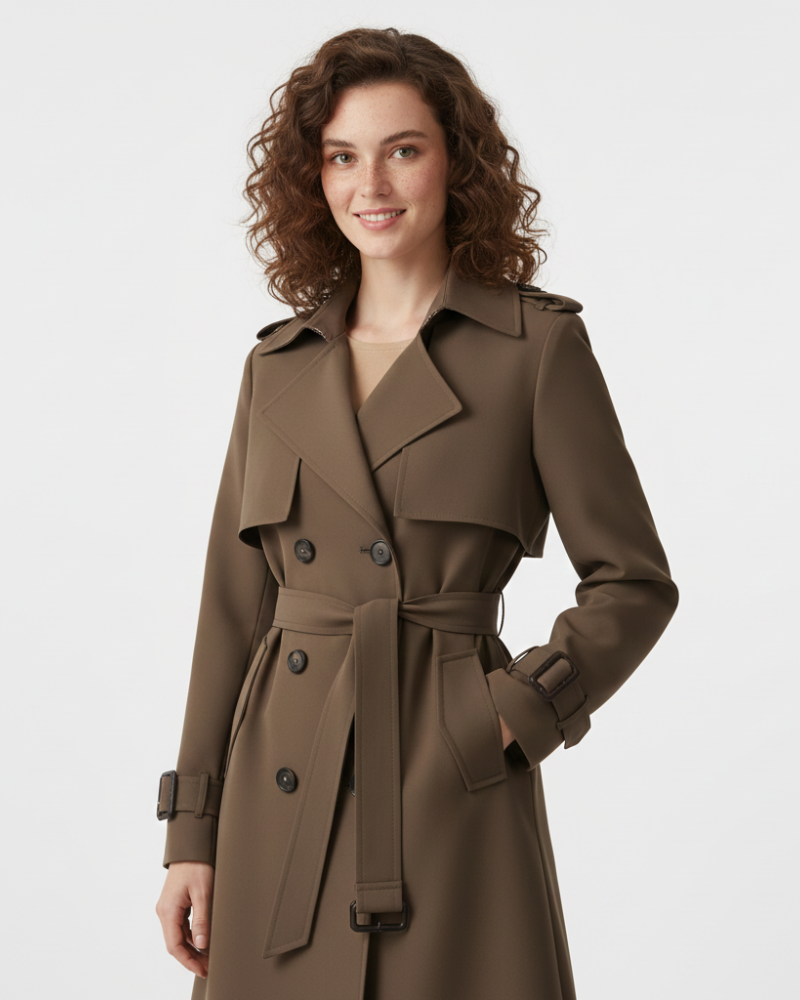 Parker Trenchcoat Femme – Manteau Élégant à Double Boutonnage avec Ceinture Ajustable