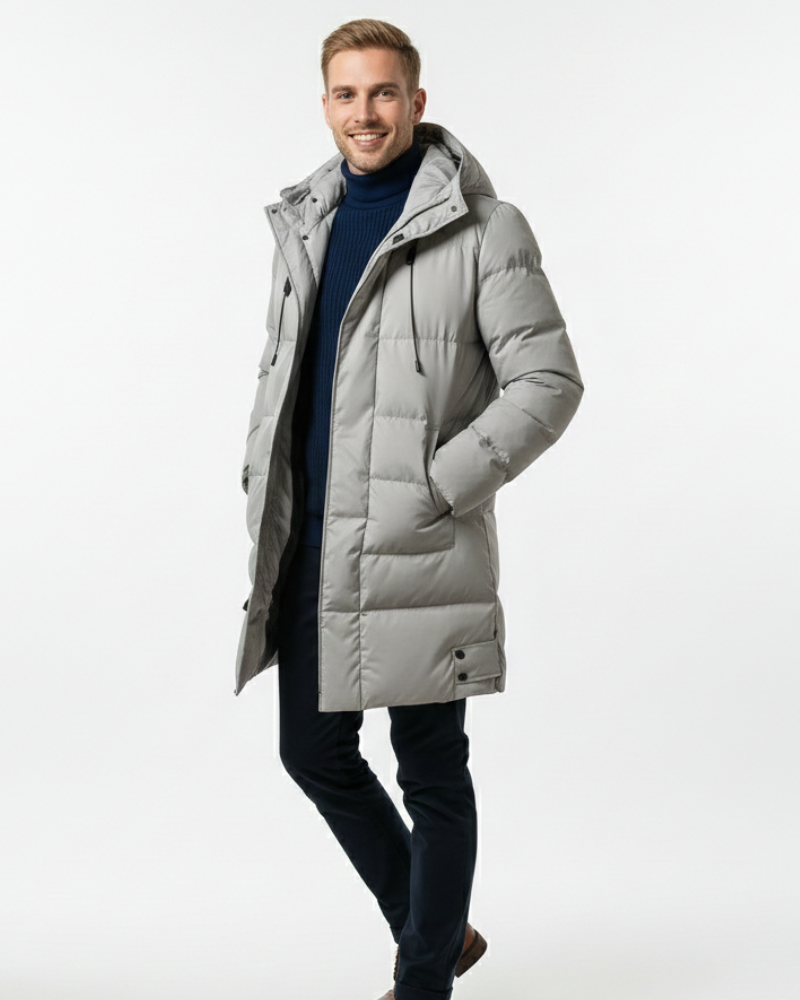 Logan Manteau Puffer Homme – Doudoune Longue avec Capuche et Isolation Hivernale Confortable