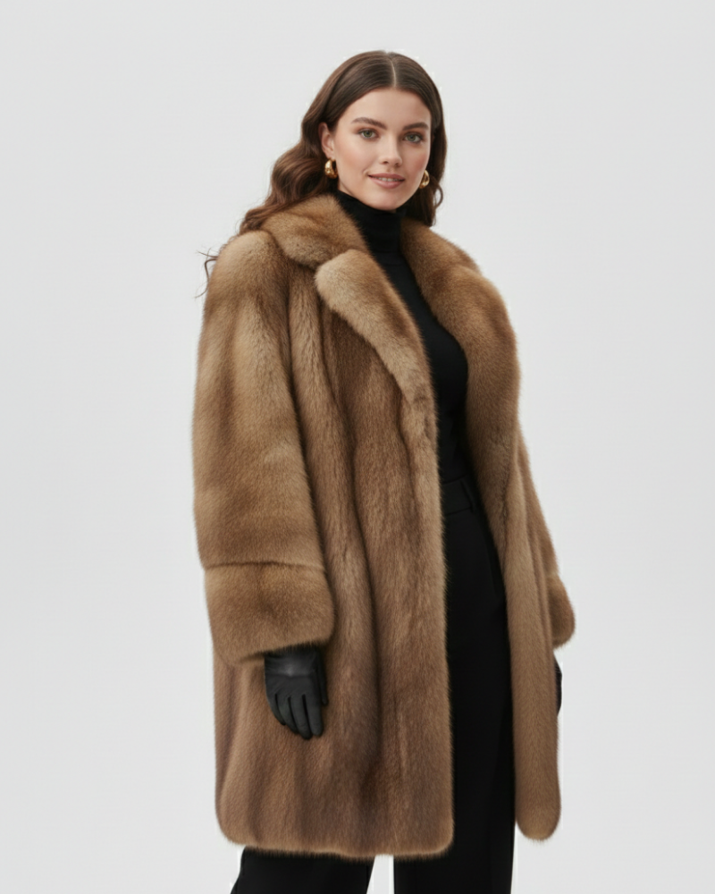 Tamsin Manteau Long Femme – Manteau Élégant Effet Fourrure avec Coupe Ample & Style Raffiné