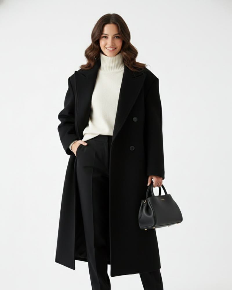Juliette Manteau Oversize Femme – Double Boutonnage, Épaules Structurées & Coupe Chic