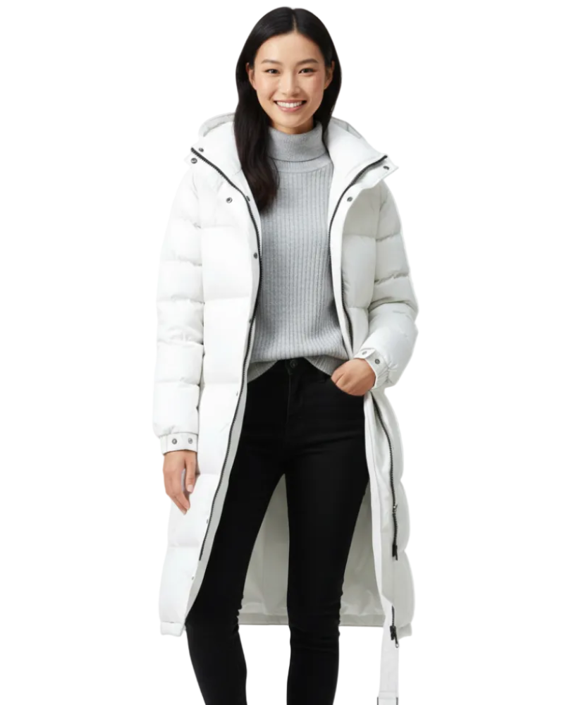 Scarlett Manteau Femme – Long Manteau Matelassé à Capuche pour Hiver