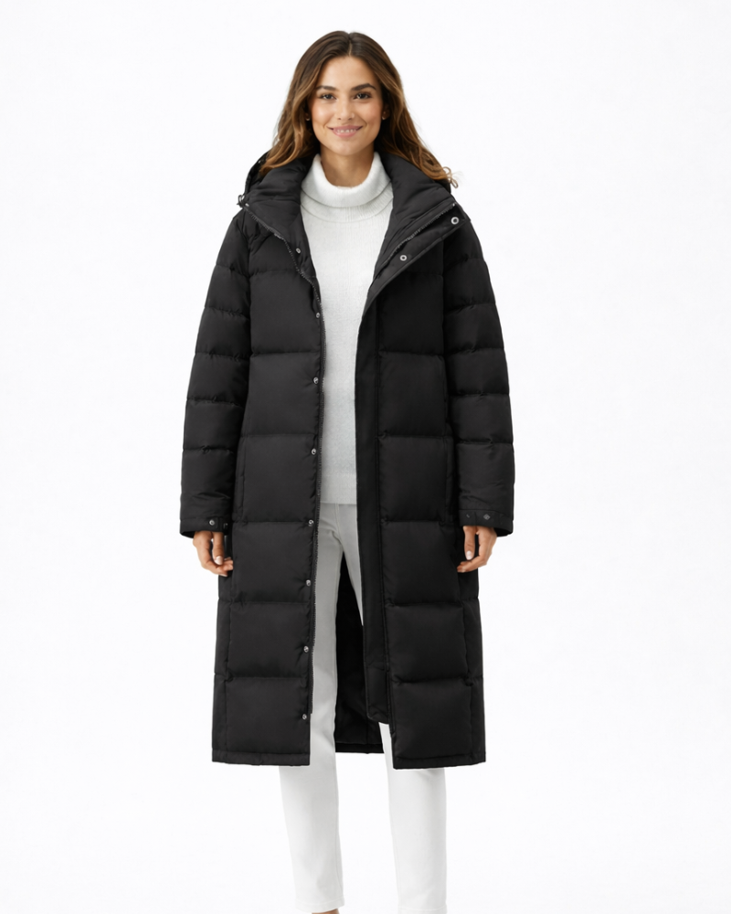 Scarlett Manteau Femme – Long Manteau Matelassé à Capuche pour Hiver