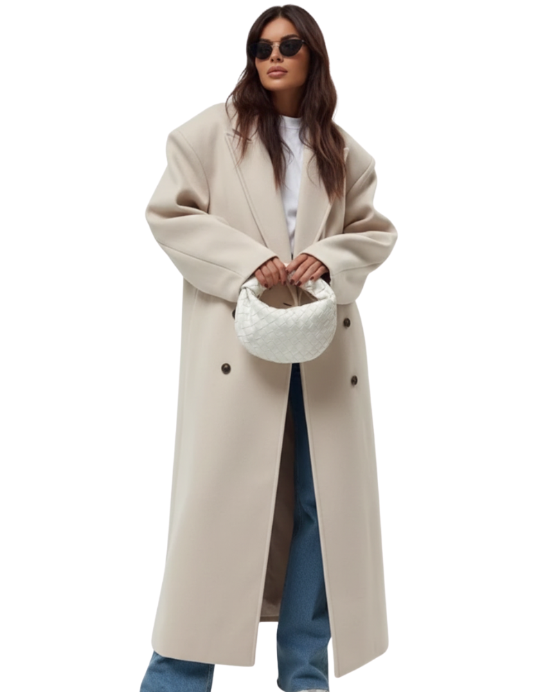 Juliette Manteau Oversize Femme – Double Boutonnage, Épaules Structurées & Coupe Chic