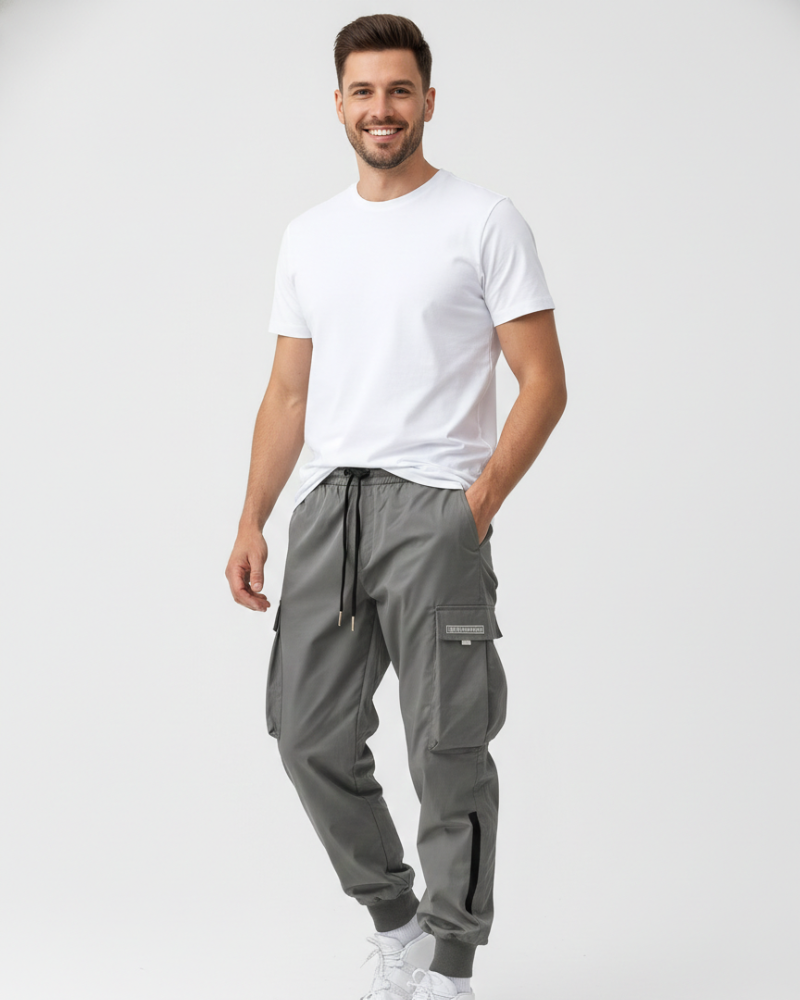 Romain Jogger Cargo Homme – Pantalon Casual avec Poches & Chevilles Élastiques