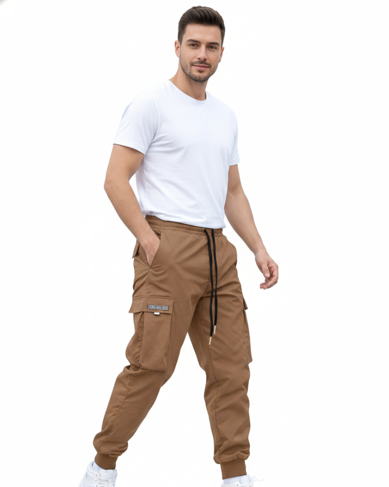 Romain Jogger Cargo Homme – Pantalon Casual avec Poches & Chevilles Élastiques