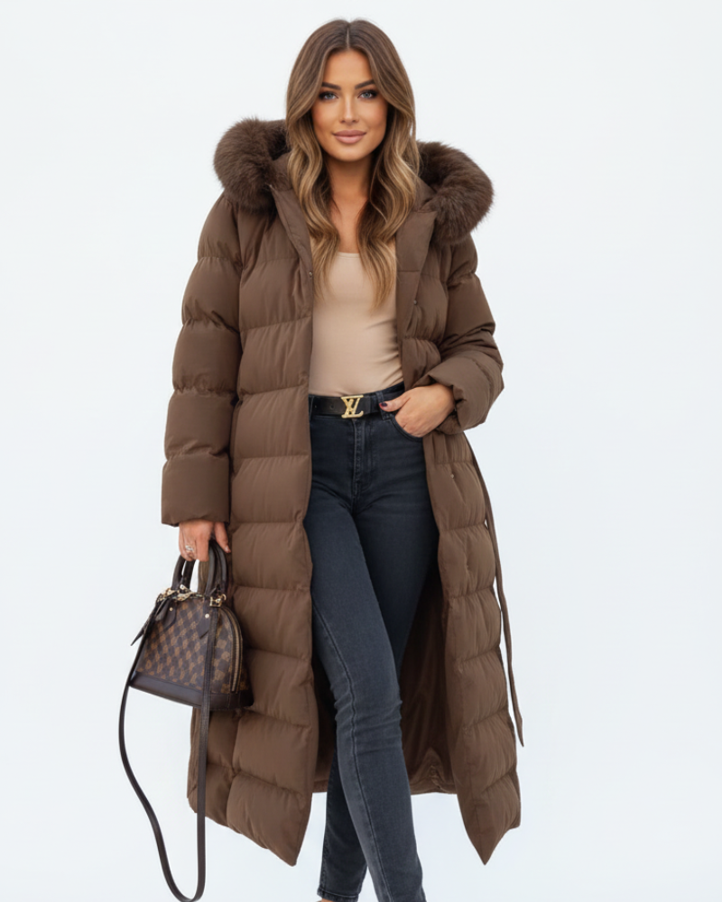 Celeste Manteau Long Femme – Doudoune Élégante avec Capuche Douce et Chaleur Hivernale