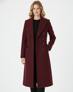 Audrey Women's Long Coat – Elegant Double-Breasted Coat with Classic Lapel Collar