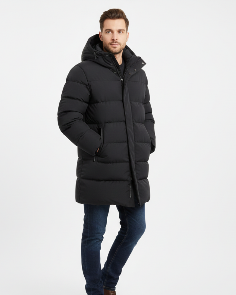 Logan Manteau Puffer Homme – Doudoune Longue avec Capuche et Isolation Hivernale Confortable