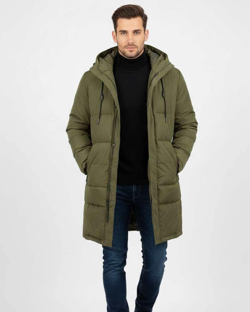 Logan Manteau Puffer Homme – Doudoune Longue avec Capuche et Isolation Hivernale Confortable