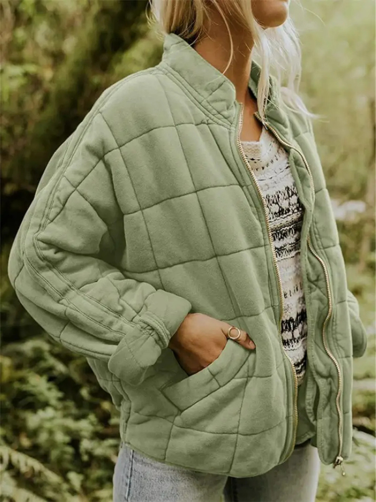 Rowan Veste Matelassée Femme – Blouson Zippé Oversize avec Poches & Confort Quotidien