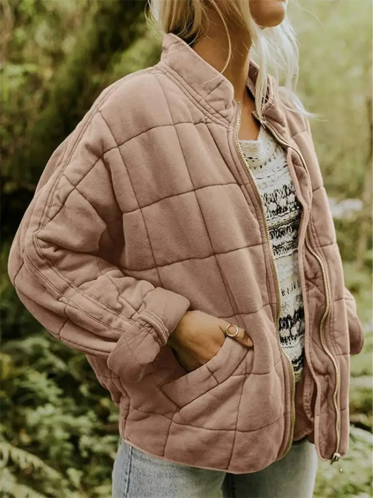 Rowan Veste Matelassée Femme – Blouson Zippé Oversize avec Poches & Confort Quotidien