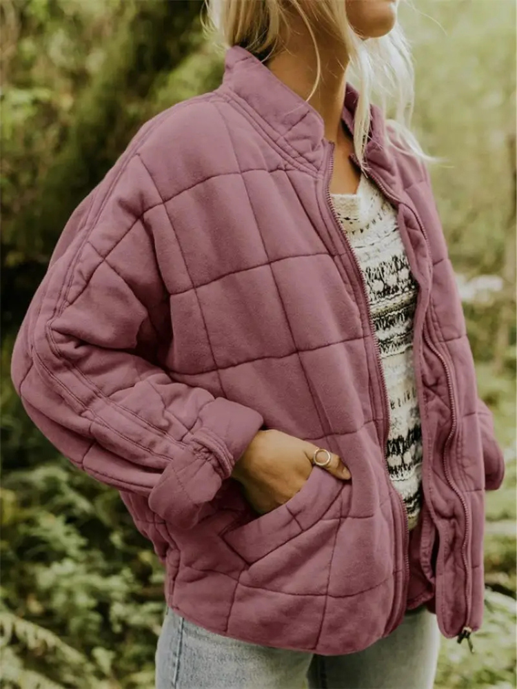 Rowan Veste Matelassée Femme – Blouson Zippé Oversize avec Poches & Confort Quotidien