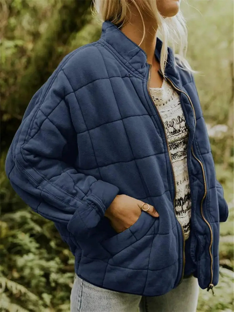 Rowan Veste Matelassée Femme – Blouson Zippé Oversize avec Poches & Confort Quotidien