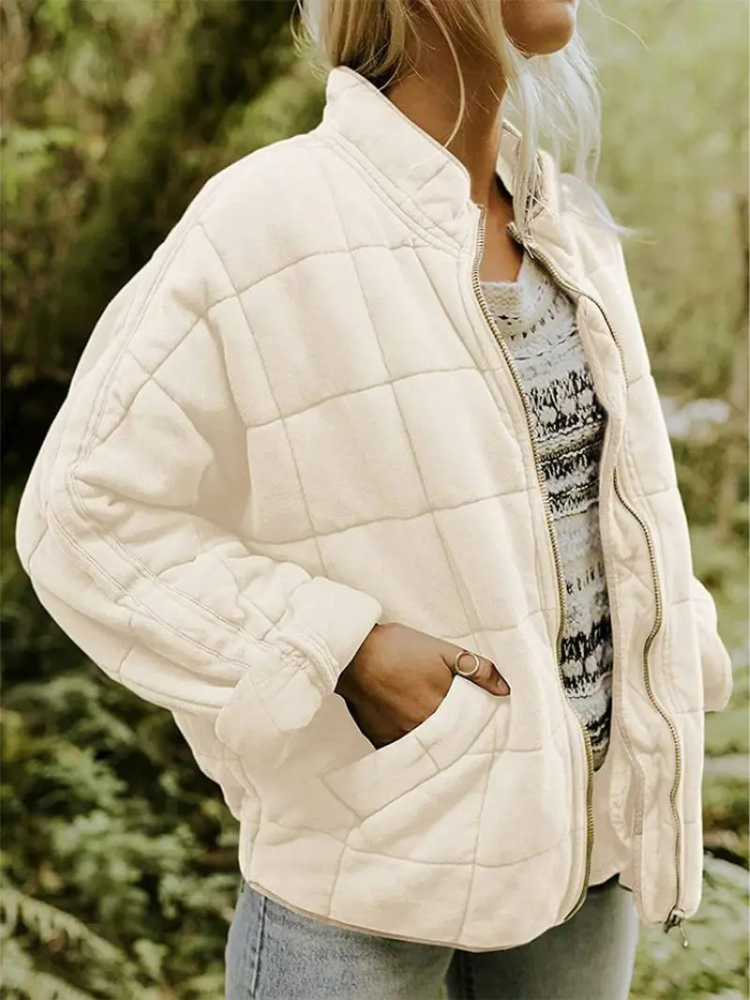 Rowan Veste Matelassée Femme – Blouson Zippé Oversize avec Poches & Confort Quotidien