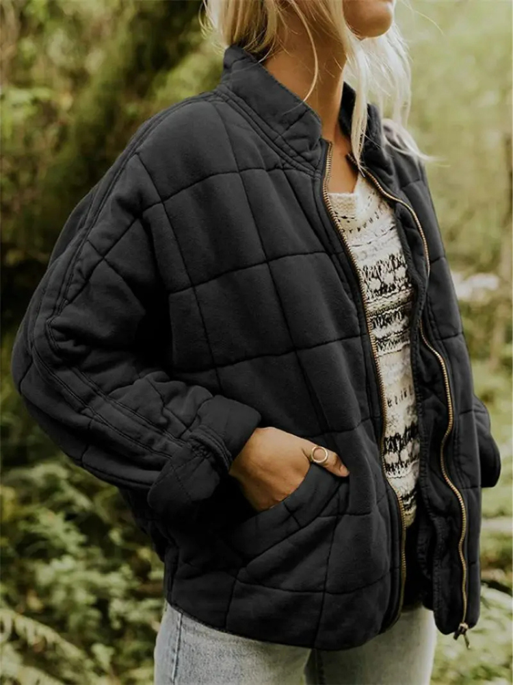 Rowan Veste Matelassée Femme – Blouson Zippé Oversize avec Poches & Confort Quotidien