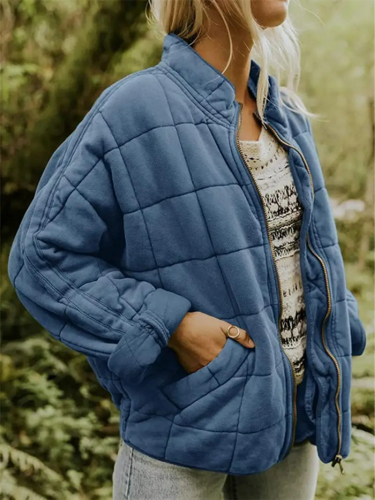 Rowan Veste Matelassée Femme – Blouson Zippé Oversize avec Poches & Confort Quotidien