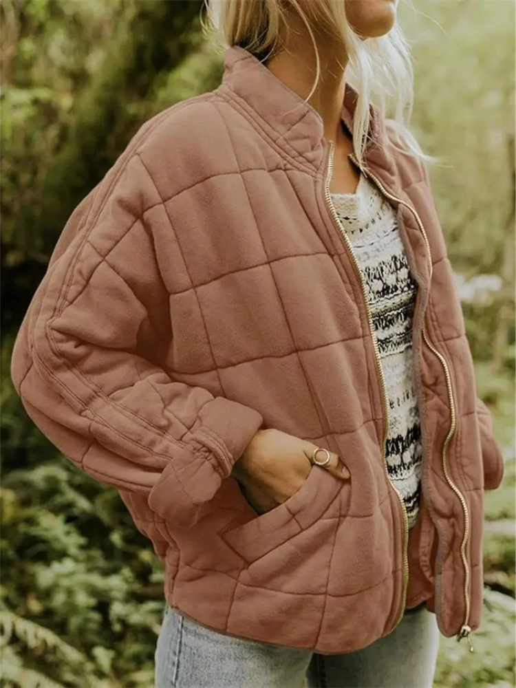 Rowan Veste Matelassée Femme – Blouson Zippé Oversize avec Poches & Confort Quotidien