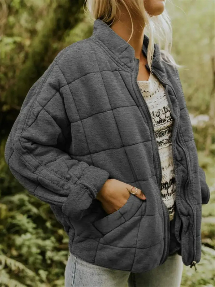 Rowan Veste Matelassée Femme – Blouson Zippé Oversize avec Poches & Confort Quotidien