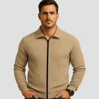 Chaleco Sébastien para Hombre – Jersey con Cremallera y Textura Acanalada con Corte Regular