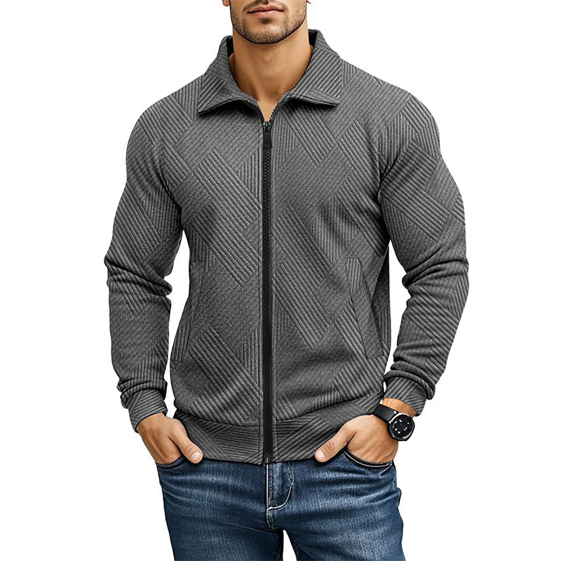 Sébastien Gilet Homme – Pull Zippé à Texture Côtelée et Coupe Regular