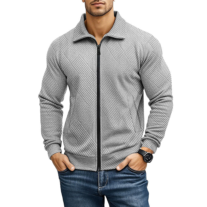 Sébastien Gilet Homme – Pull Zippé à Texture Côtelée et Coupe Regular
