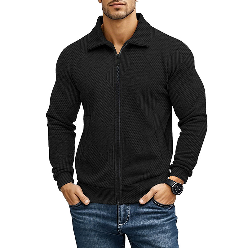 Sébastien Gilet Homme – Pull Zippé à Texture Côtelée et Coupe Regular