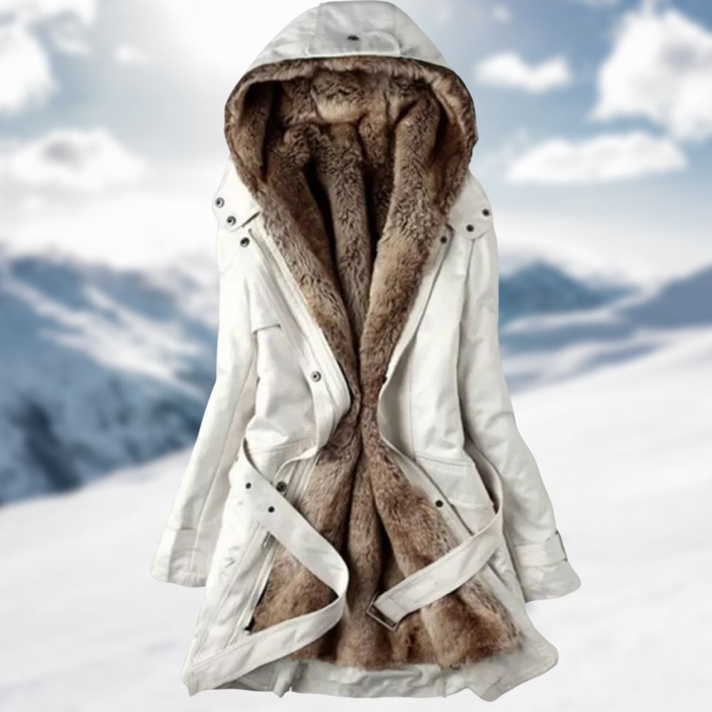 Kennedy Parka Longue Femme – Manteau Hiver Doublé en Fausse Fourrure avec Capuche & Taille Ajustable