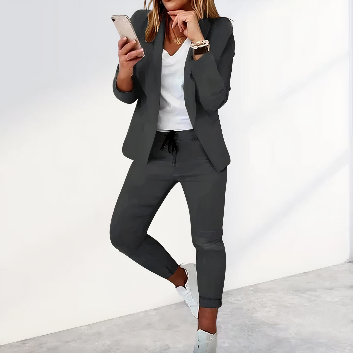 Victoria Ensemble Femme – Tailleur 2 Pièces avec Blazer Élégant et Pantalon Confortable