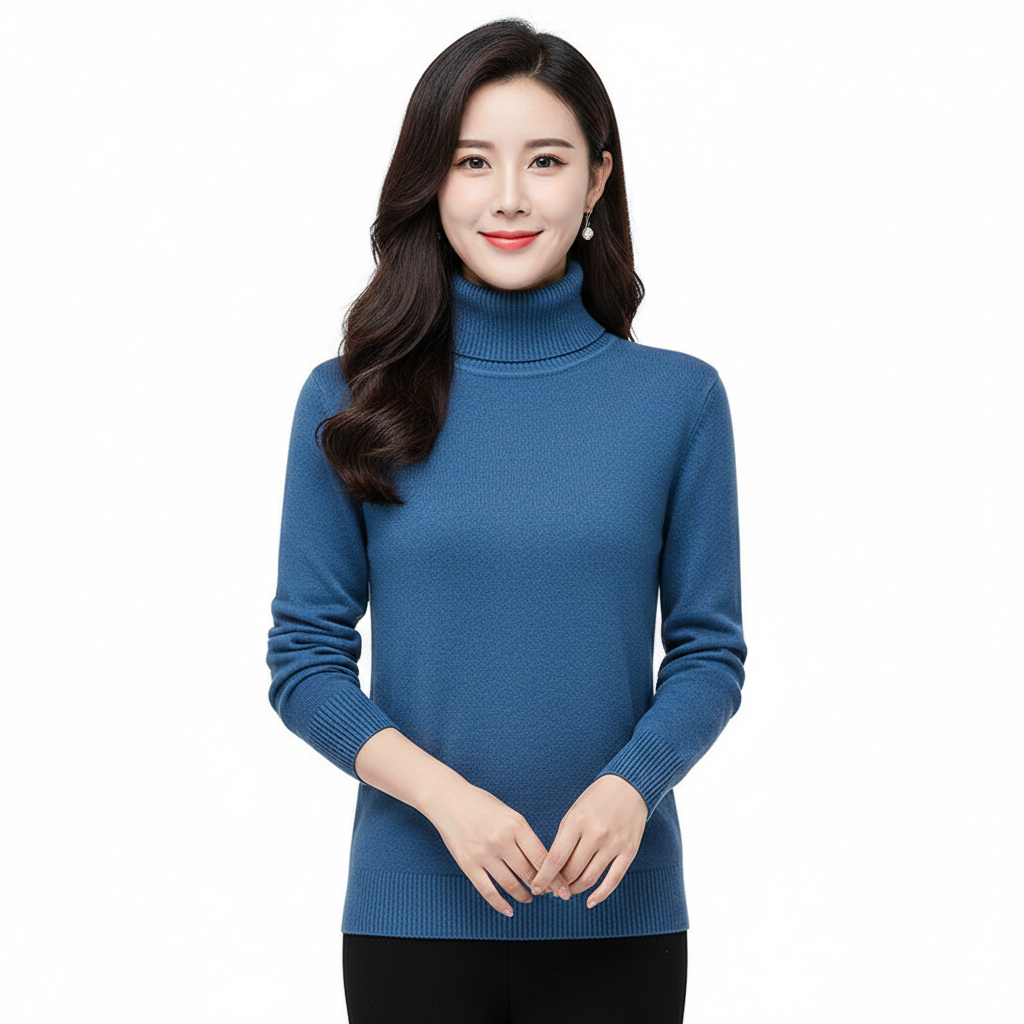 Tatum Pull Col Roulé Femme – Pull en Cachemire Doux avec Coupe Ajustée Élégante