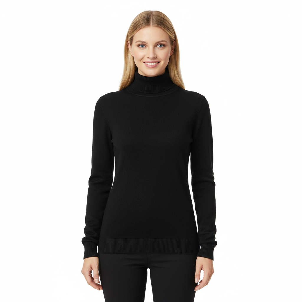 Tatum Pull Col Roulé Femme – Pull en Cachemire Doux avec Coupe Ajustée Élégante